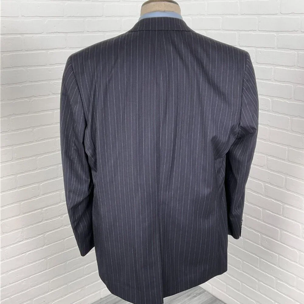 Chaps Ralph Lauren Blazer Men 44 Long Blue Pinstripe Classic Career‎ Wool Jacket
